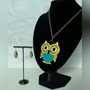 Owl Necklace & Earrings Set